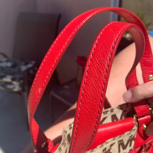 Michael Kors Red and Brown Women's Bag - Picture 11 of 14